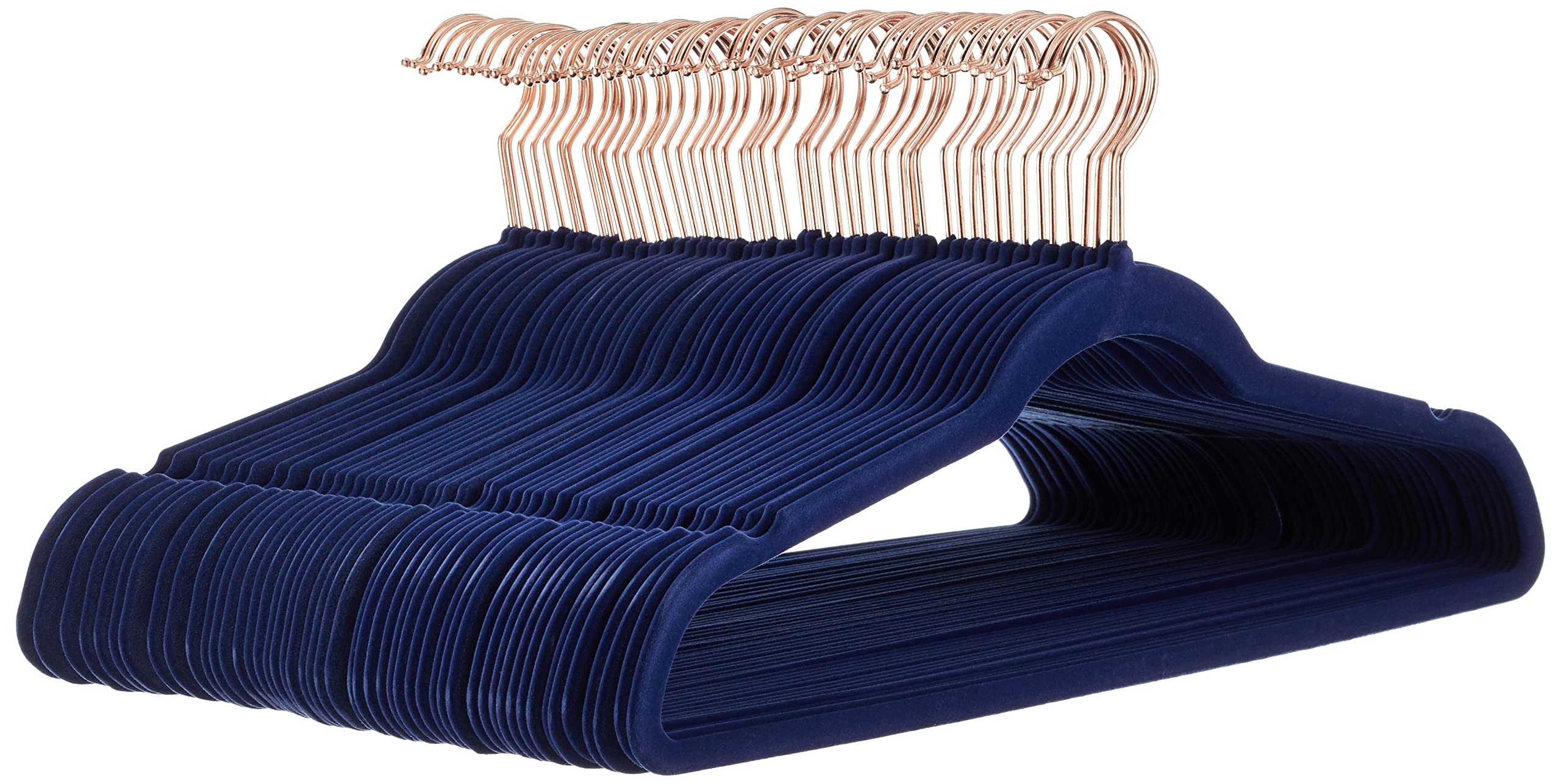 Amazon Basics Slim, Velvet, Non-Slip Suit Clothes Hangers, Pack of 50, Black